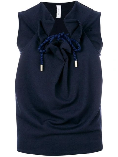 Carven Drawstring Sleeveless Top In Blue