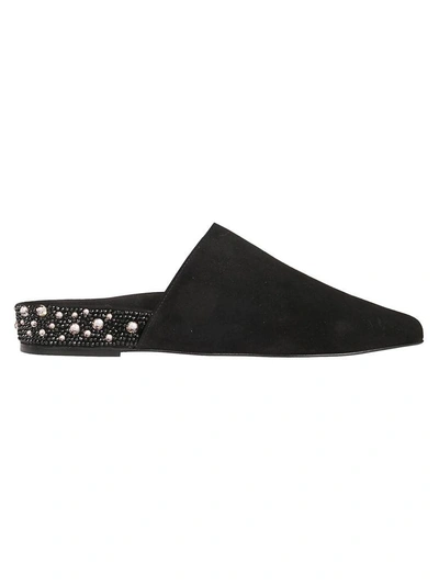 Stuart Weitzman Embellished Studio Mules In Black