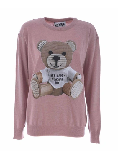 Moschino Bear Sweater In Rosa Antico