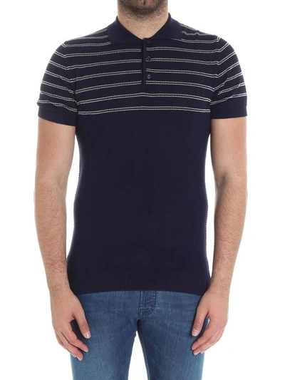 Jeordies Striped Polo Shirt In Blue