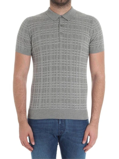 Jeordies Striped And Paneled Polo Shirt In Grey