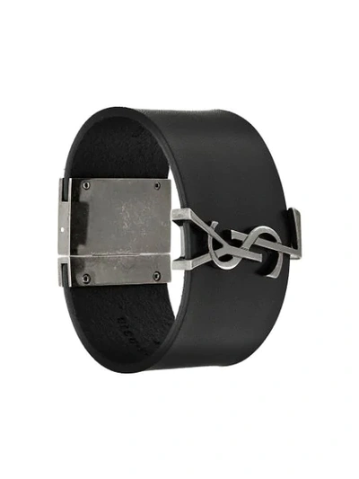 Saint Laurent Logo Cuff Bracelet In Black