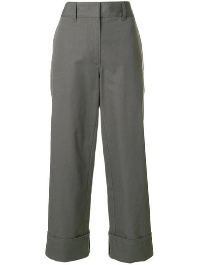 Prada Turn-up Hem Trousers In Grey