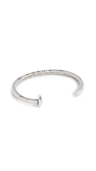 Giles & Brother Skinny Railroad Spike Cuff In Silver Oxide