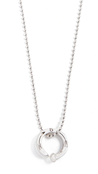 Giles & Brother Railroad Spike Ring Ball Chain Necklace In Silver Oxide