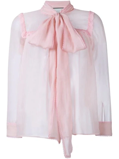 Gucci Silk Sheer Blouse In Pink