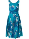 Samantha Sung Leaf Print Dress - Blue