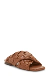Vince Camuto Anella Woven Crossover Slide Sandal In Warm Caramel
