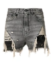 R13 Distressed Denim Shorts - Black