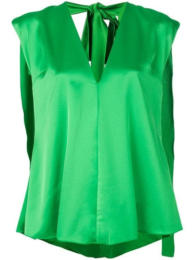 Msgm Asymmetric Cape Top In Green