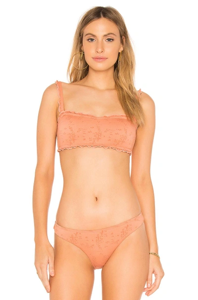 Peony Swimwear Ruffle Crop Bikini Top In Orange