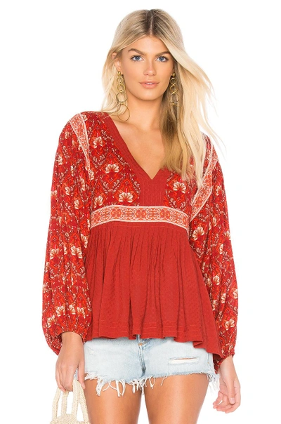Spell & The Gypsy Collective Jewel Smock Blouse In Red