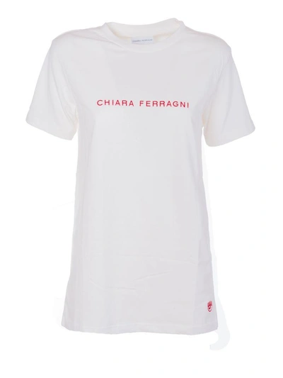 Chiara Ferragni Printed T-shirt In Offwhite