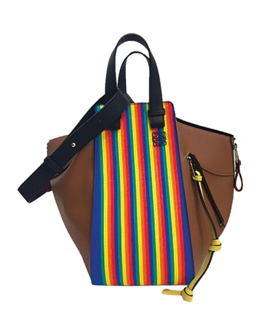 Loewe Medium Rainbow Hammock Calfskin Leather Shoulder Bag - Brown In Multicolor/tan