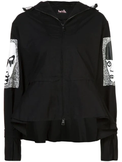 Haculla They're Here Peplum-waist Bomber Jacket In Black