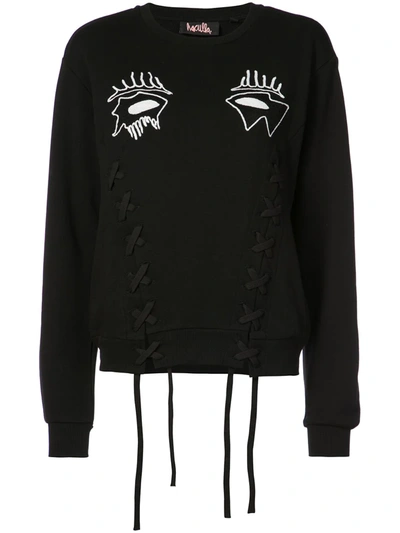 Haculla Evil Eye Lace-detail Sweatshirt In Black