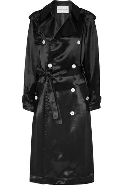 Sonia Rykiel Satin Trench Coat In Black