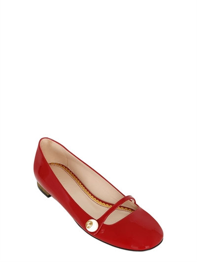 Gucci 10mm Patent Leather Ballerina Flats, Red | ModeSens