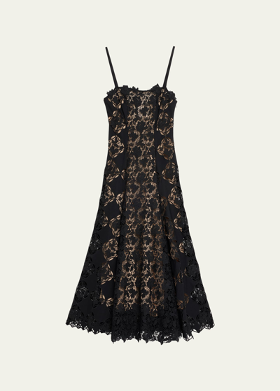 Oscar De La Renta Gardenia Guipure-lace Midi Dress In Black