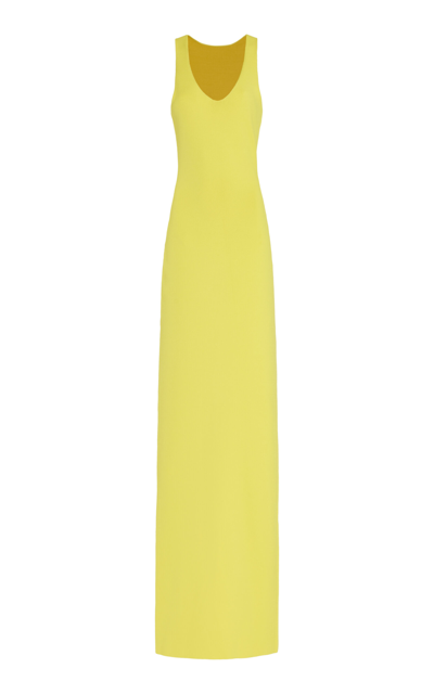 Brandon Maxwell The Cara Knit Maxi Dress In Lemon Yellow