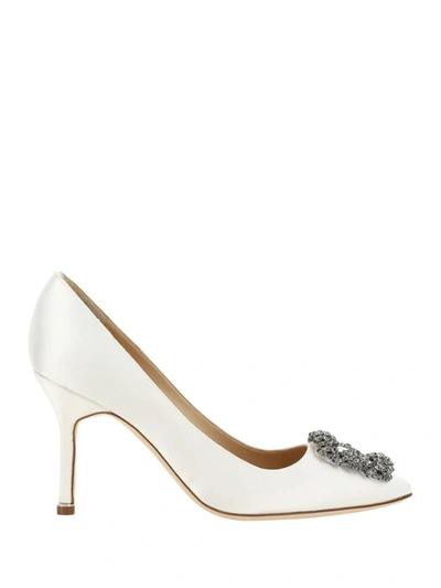 【MANOLO BLAHNIK】Hamedi Pumps LCRM HAMEDI | Black Satin Jewel Embellished Pumps | Manolo Blahnik