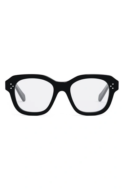 Celine Bold 3 Dots 50mm Butterfly Optical Glasses In Shiny Black