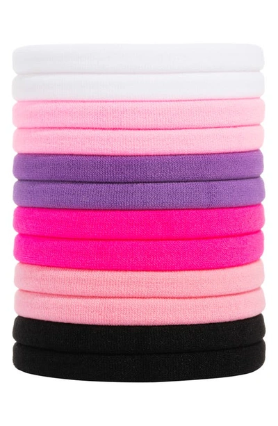 L. Erickson Yoga 12-pack Ponytail Holders In Pink Multi