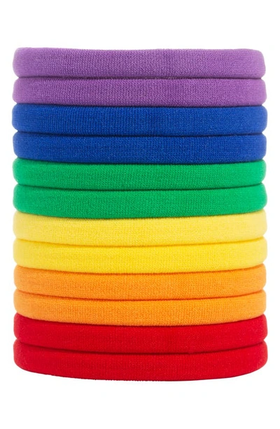 L. Erickson Yoga 12-pack Ponytail Holders In Rainbow