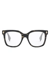 Fendi Bold 52mm Square Optical Glasses In Black Horn