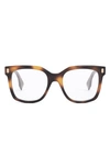 Fendi Bold 52mm Square Optical Glasses In Blonde Havana