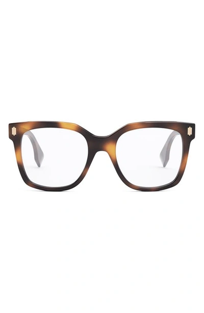 Fendi Bold 52mm Square Optical Glasses In Blonde Havana