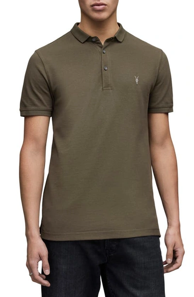Allsaints Reform Slim Fit Polo In Park Green