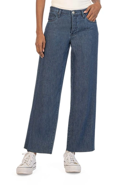 Kut From The Kloth Maggie Fab Ab Raw Hem High Waist Wide Leg Cotton & Linen Jeans In Excite