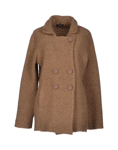 Anneclaire Double Breasted Pea Coat In Light Brown