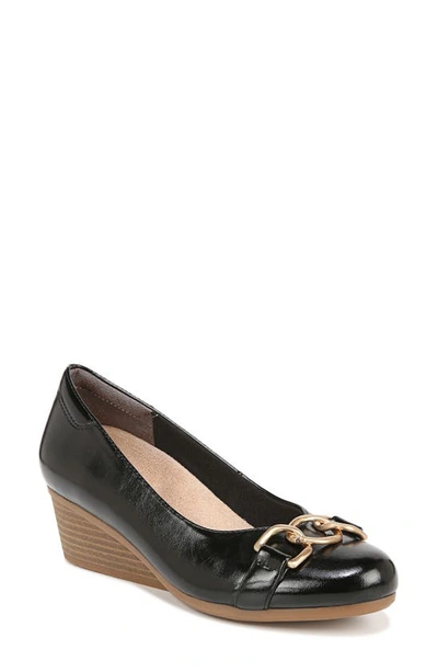 Dr. Scholl's Women's Be Adorned Wedge Pumps In Black Faux Leather