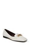 Franco Sarto Tiari Chain Square Toe Loafer In White Leather