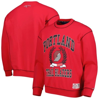 Tommy Jeans Red Portland Trail Blazers Peter French Terry Pullover Crew Sweatshirt