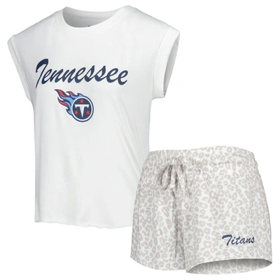 Concepts Sport White/cream Tennessee Titans Montana Knit T-shirt & Shorts Sleep Set