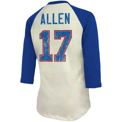 Industry Rag Fanatics Branded Josh Allen Cream/royal Buffalo Bills Player Raglan Name & Number Fitted 3/4-sleeve