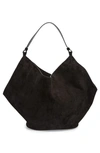 Khaite Medium Lotus Suede Tote In Black