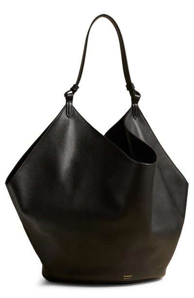 Khaite Lotus Medium Leather Tote Bag In 200 Black