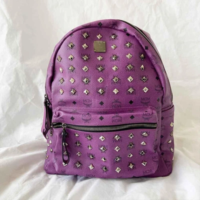 Pre-owned Mcm Visetos Large Sprinkle Stud Stark Backpack Purple