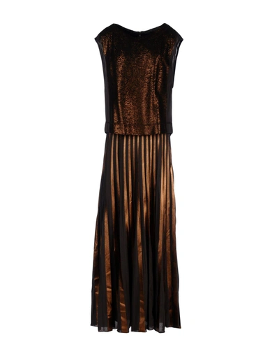 Atos Lombardini Long Dress In Dark Brown