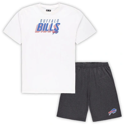 Concepts Sport Men's  White, Charcoal Buffalo Bills Big And Tall T-shirt And Shorts Set In White,charcoal