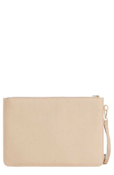 Beis Ics Padded Laptop Pouch In Beige