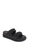 National Comfort Braided Platform Slide Sandal In Black Suede