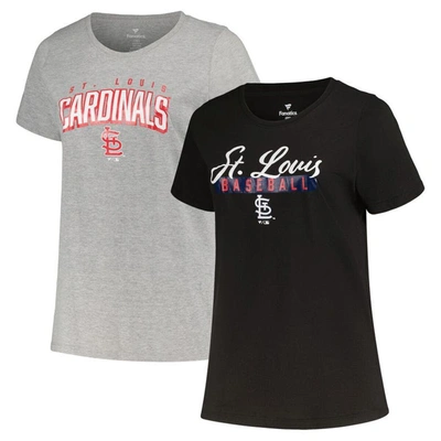 Profile Black/heather Gray St. Louis Cardinals Plus Size T-shirt Combo Pack