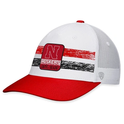 Top Of The World Men's  White, Scarlet Nebraska Huskers Retro Fade Snapback Hat In White,scarlet