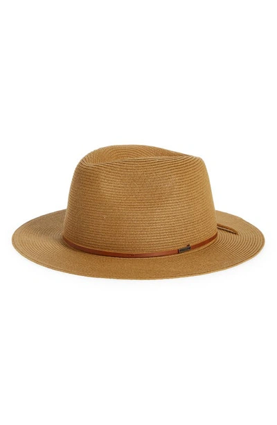 Brixton Wesley Packable Straw Fedora In Copper