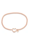 Delmar Beaded Heart Clasp Bracelet In Rose